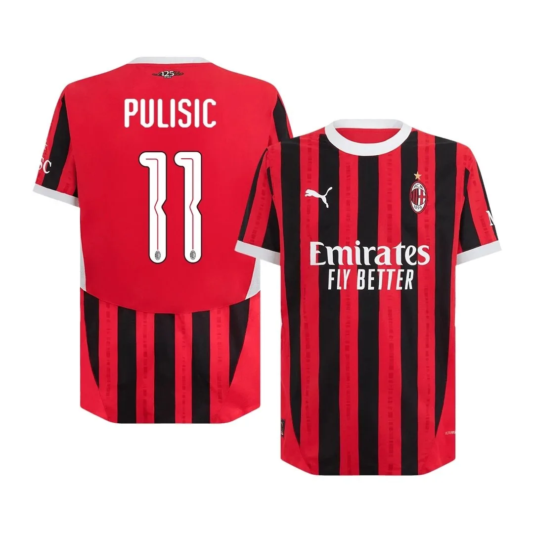 AC Milan 2024/25 Home Jersey – Pulisic #11 (Player Version, UCL, Authentic)