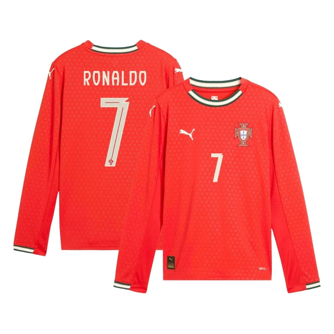 Portugal 2025 Ronaldo long sleeve football shirt — Kakobuy jersey with name and number applied