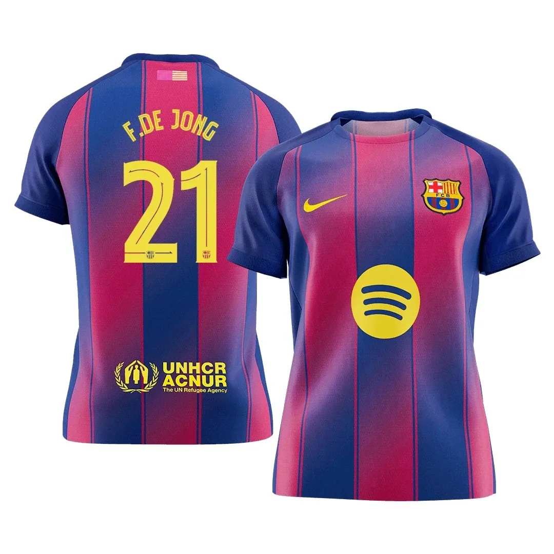Barcelona 2025/26 Home Jersey – De Jong #21 (UCL)