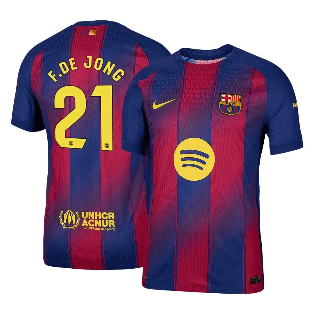 Barcelona 2025/26 Home Jersey – De Jong #21 (Player Version)