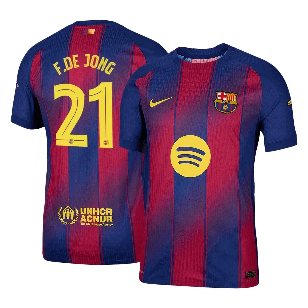 Barcelona 2025/26 Home Jersey – De Jong #21 (Player Version, UCL)