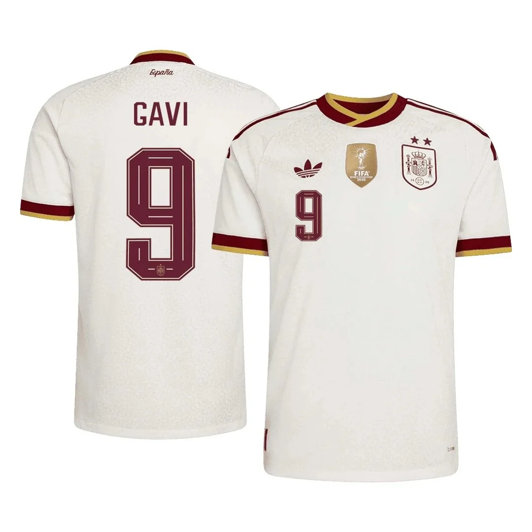 Spain 2026 Away Jersey – Gavi #9 (Player Version, Champion Edition)
