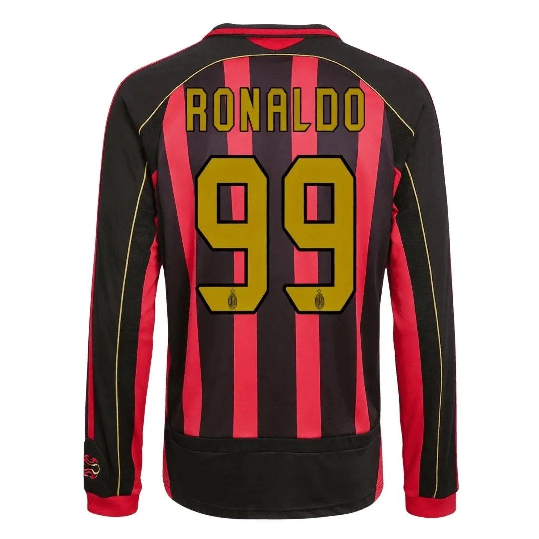 AC Milan 2006/07 Home Jersey – Ronaldo #99 (Long Sleeve)