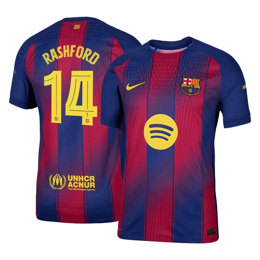 Barcelona 2025/26 Home Jersey – Rashford #14 (Player Version, UCL)