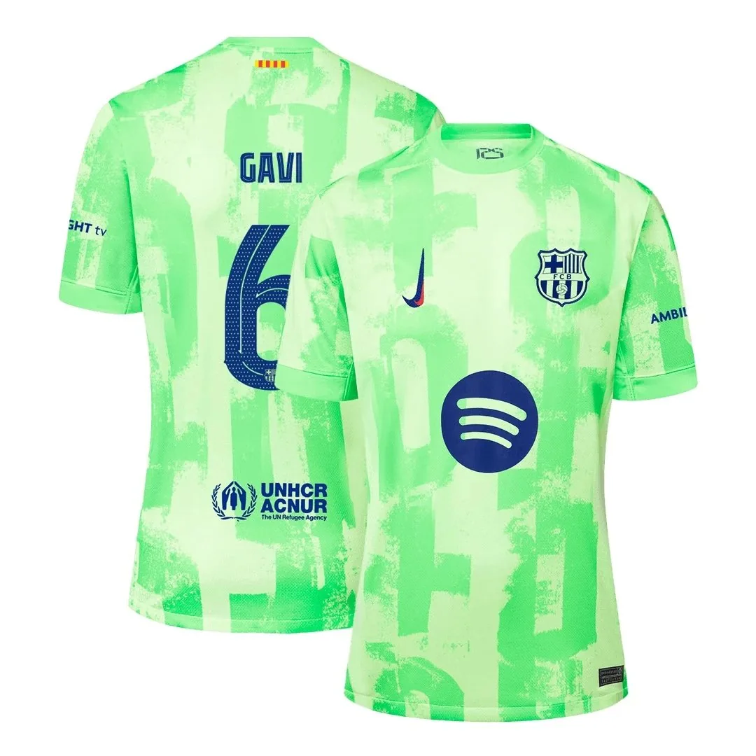 Barcelona 2024/25 Third Away Jersey – Gavi #6 (UCL, No Sponsor)