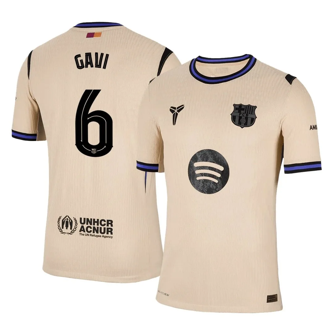 Barcelona 2025/26 Away Jersey – Gavi #6 (Player Version, UCL)