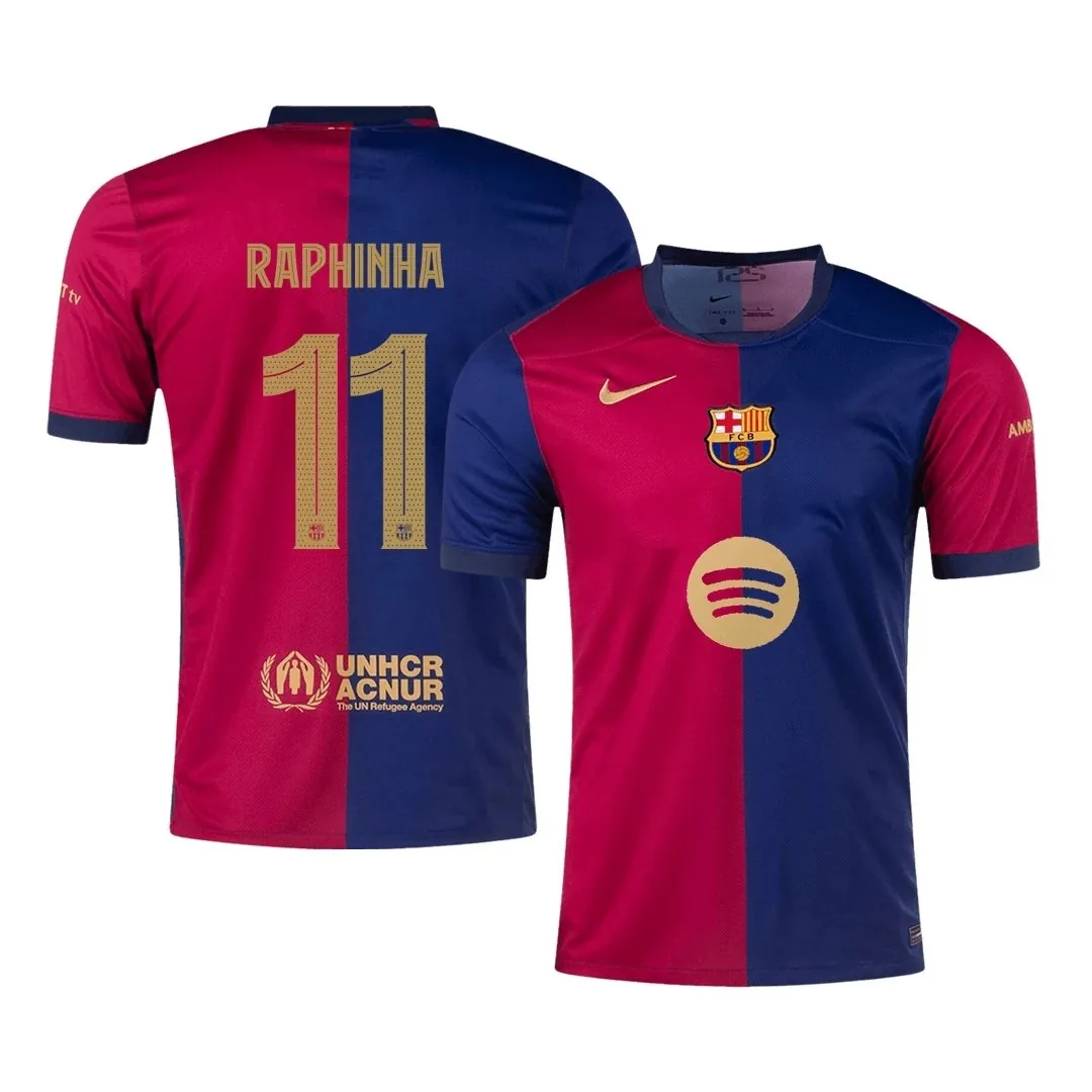 Barcelona 2024/25 Home Jersey – Raphinha #11 (UCL, No Sponsor)