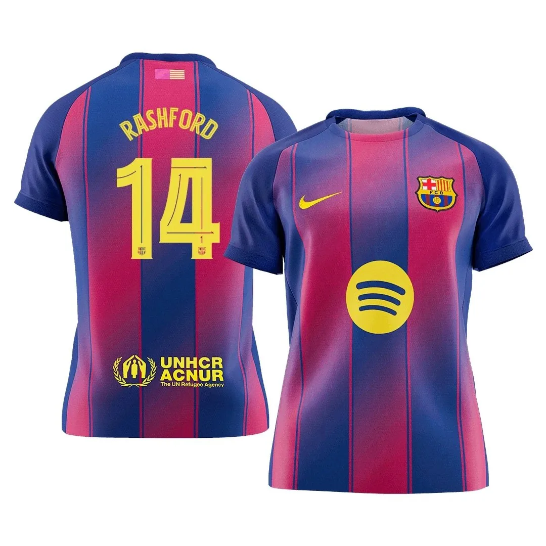 Barcelona 2025/26 Home Jersey – Rashford #14 (UCL)