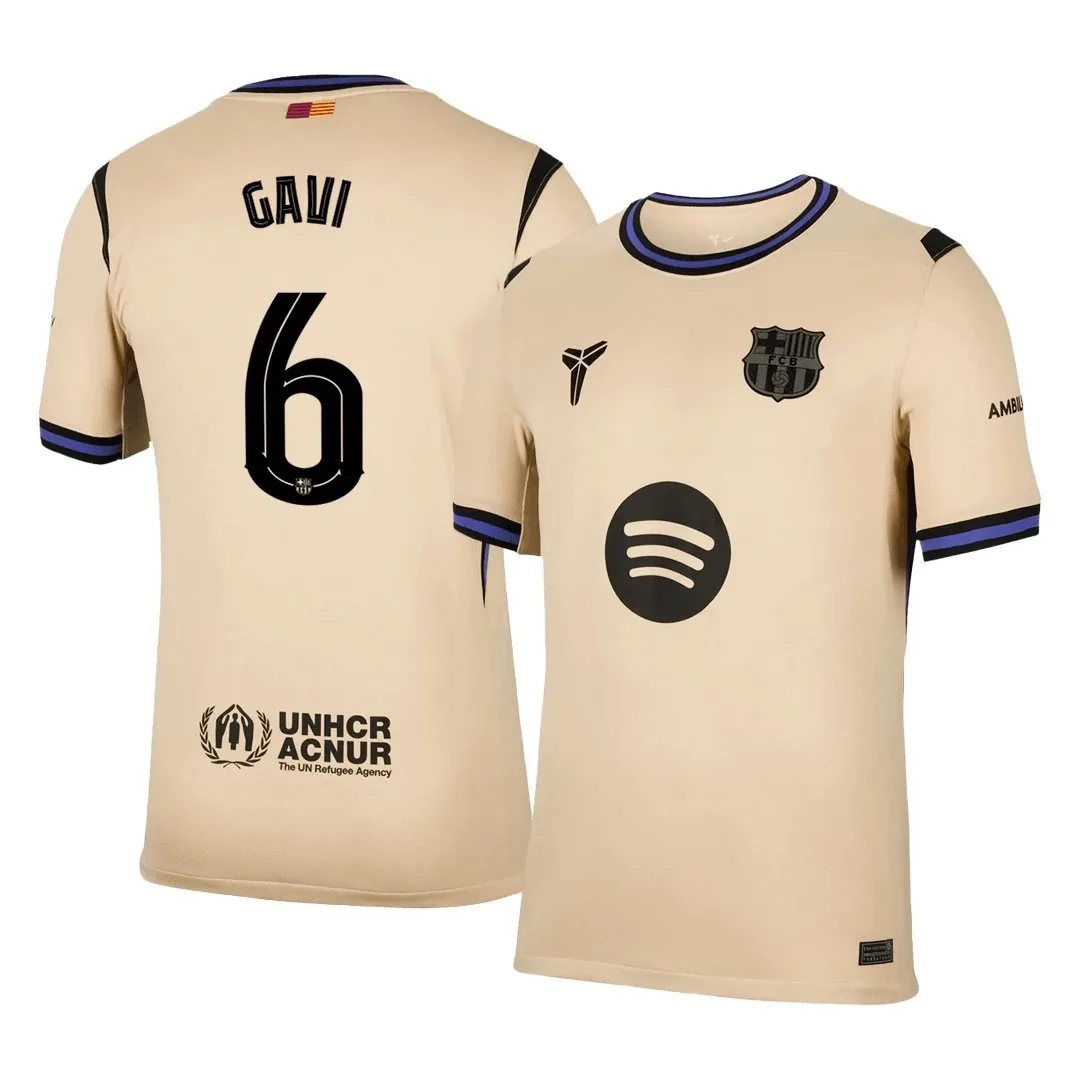 Barcelona 2025/26 Away Jersey – Gavi #6 (UCL)